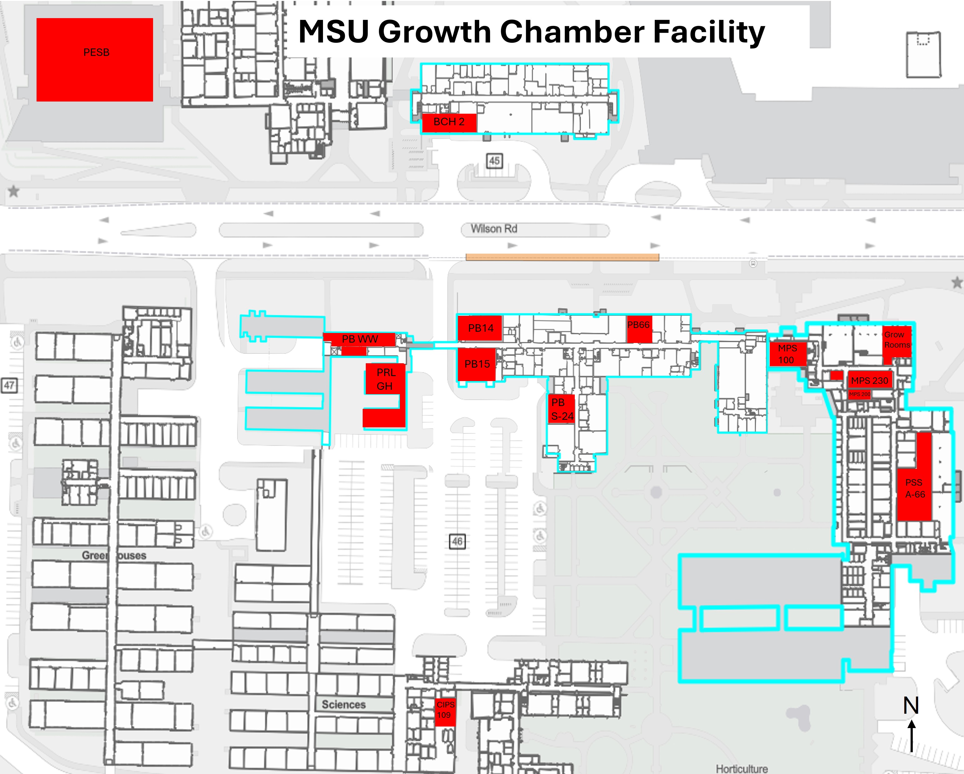 Map of facility south of Wilson Road
