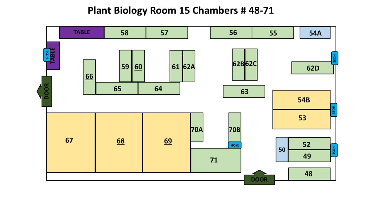 A map of room 15 of the Growth Chamber Facility