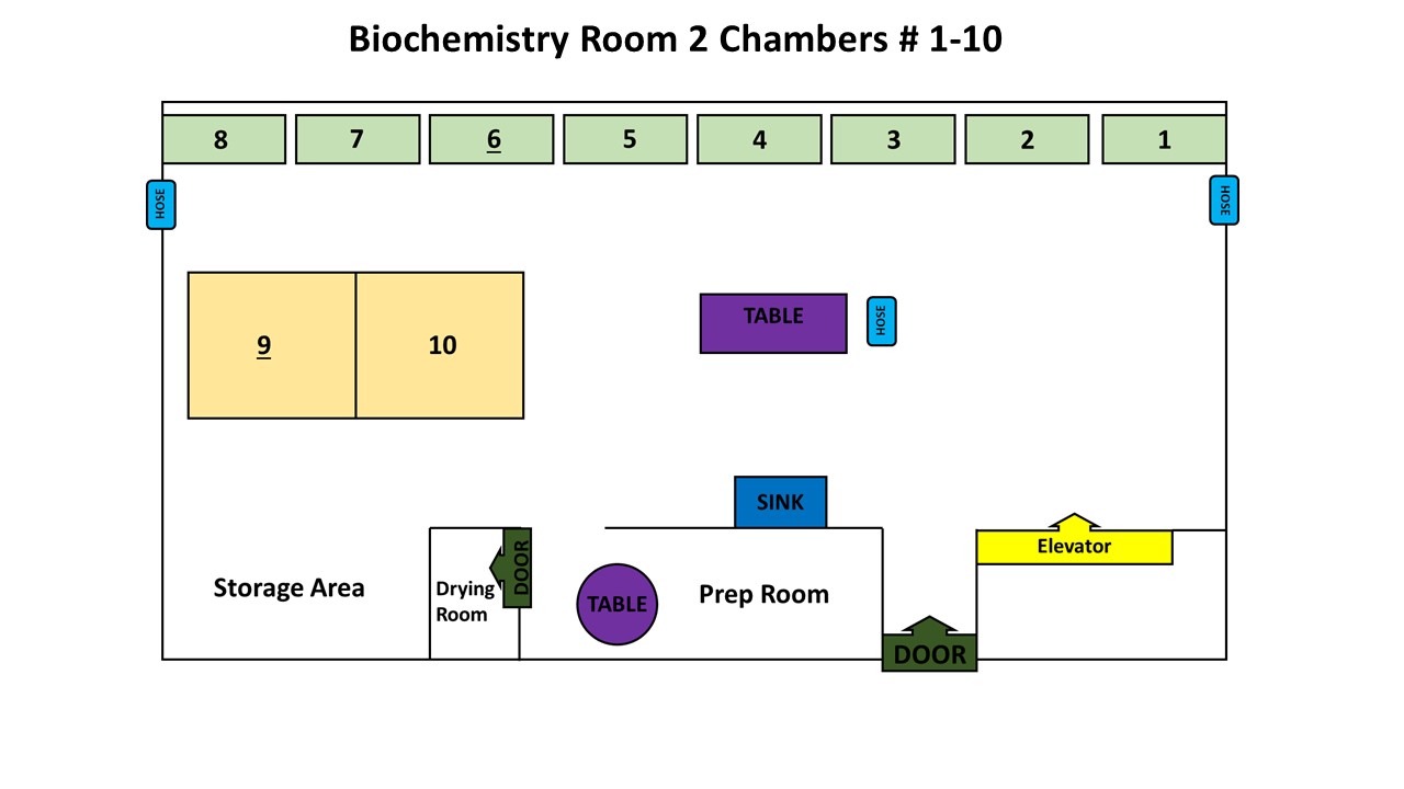 Map of Growth Chamber locations in Biochemistry