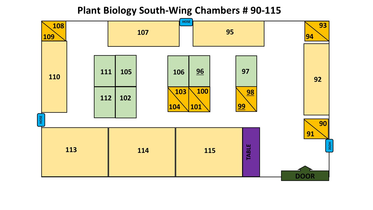 Map of Groeth Chamber in Plant Biology South-Wing